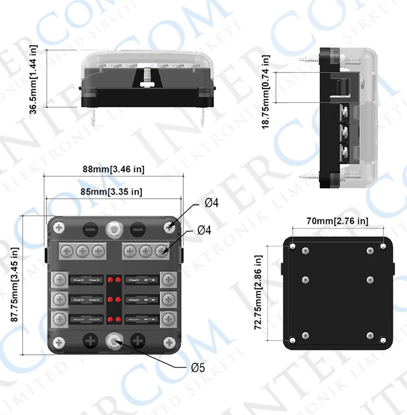 IC-276B-6 SİGORTA KUTUSU 6LI İKAZ IŞIKLI ŞASE BARELİ