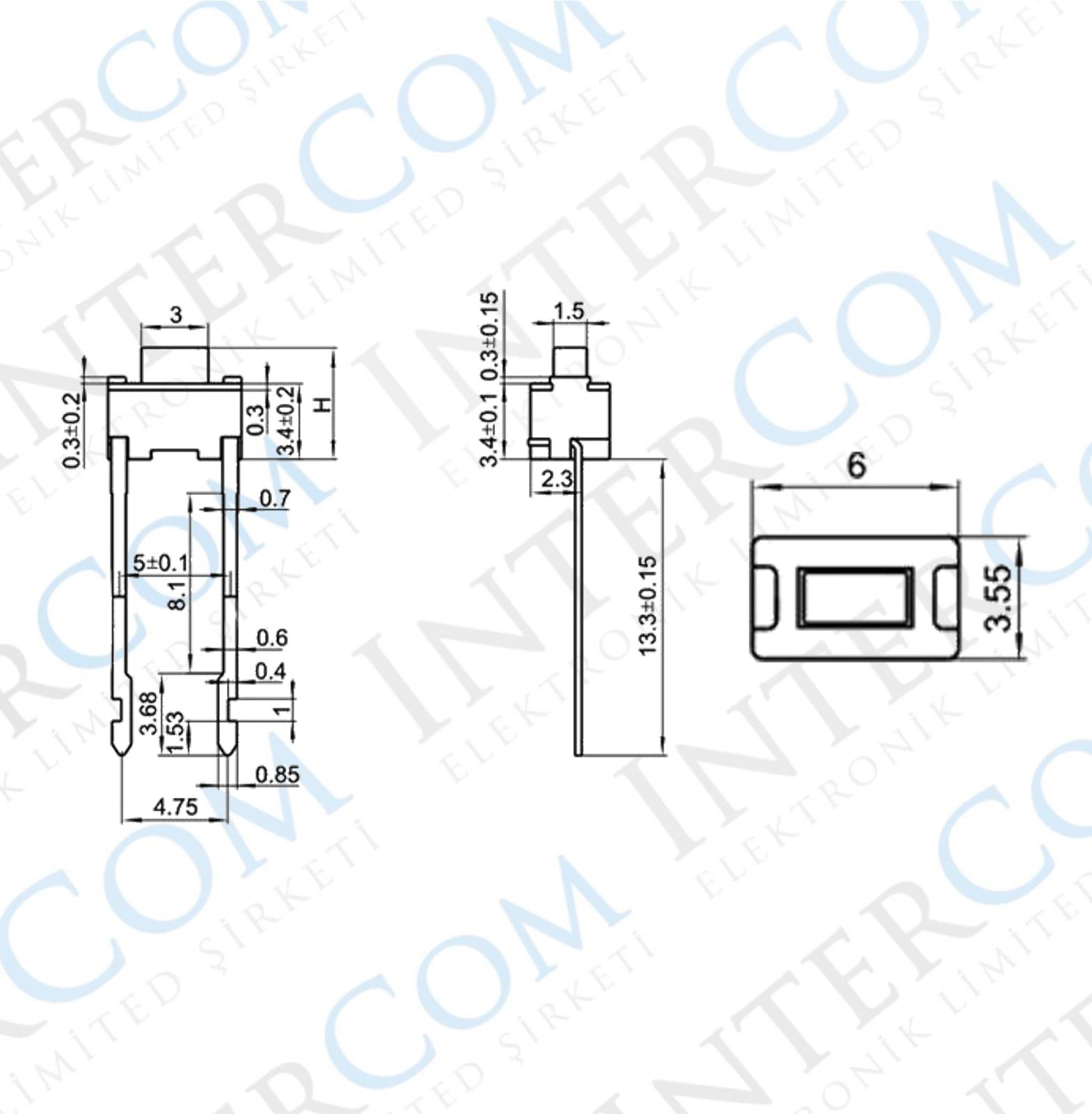 IC-201 Tact Switch Pioneer Buton 3,5x6 Uzun Bacak