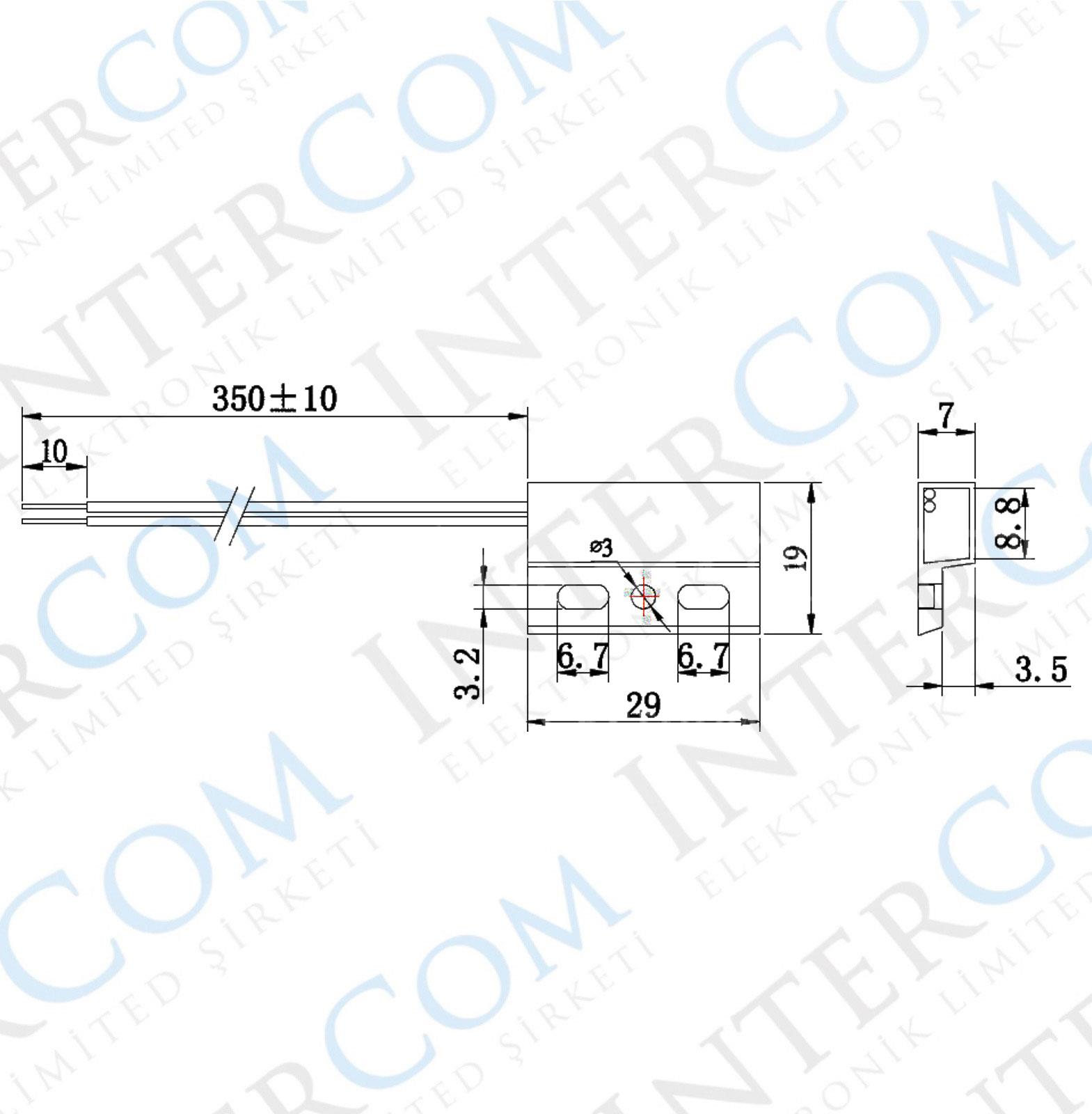 IC-228C-1 KABLOLU REED SENSÖR NORMALDE KAPALI KONTAK 29X19MM