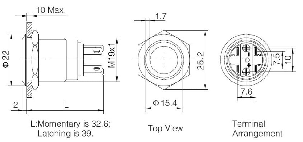 LAS1-GQ-11E 19mm Metal LEDli Buton Yaylı IP67