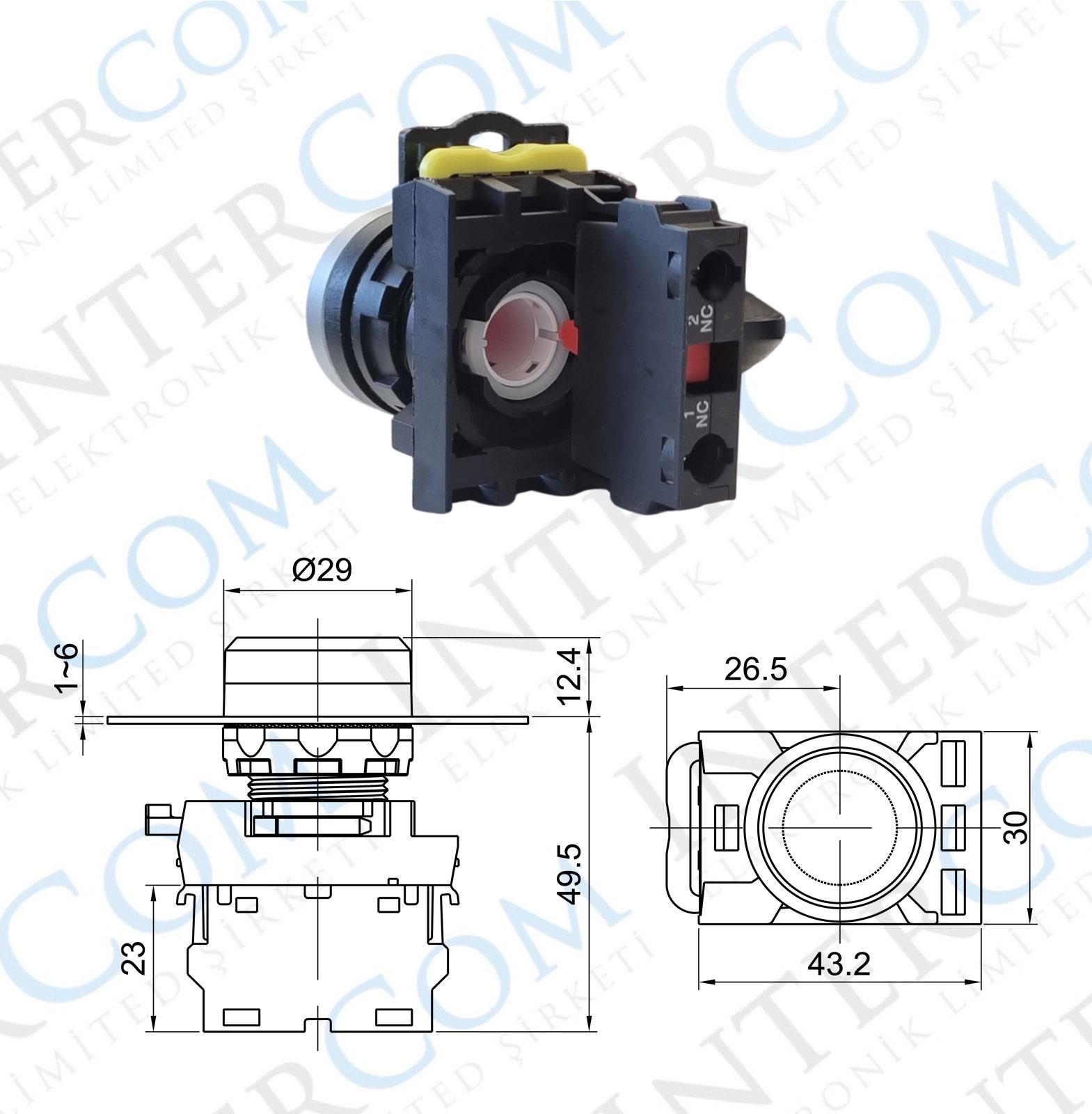 LAY25-EA42 22mm Buton Normalde Kapalı Kontak