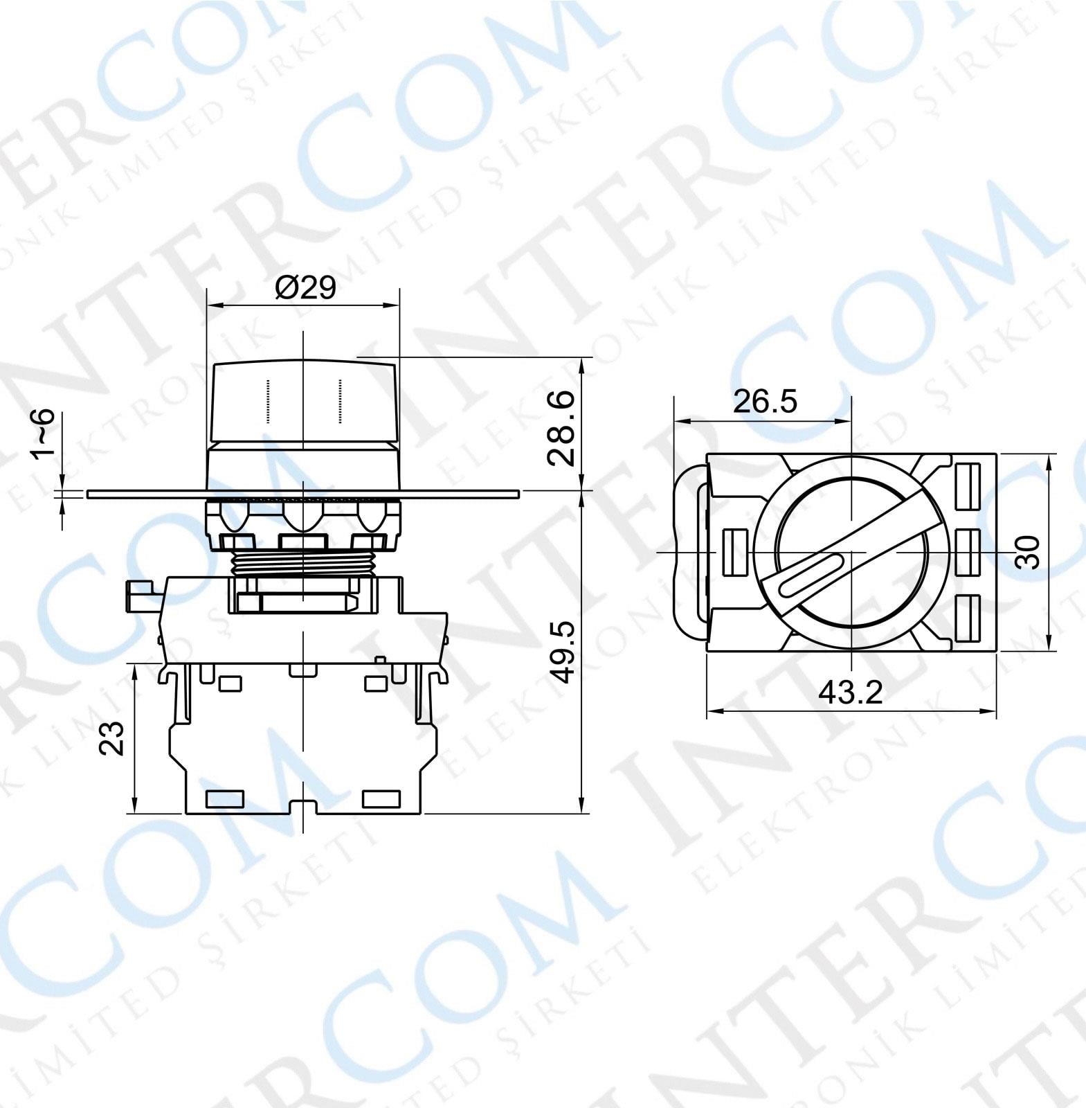 LAY25-ED33 22mm Mandal Buton 1-0-2 Kalıcı (2NO)
