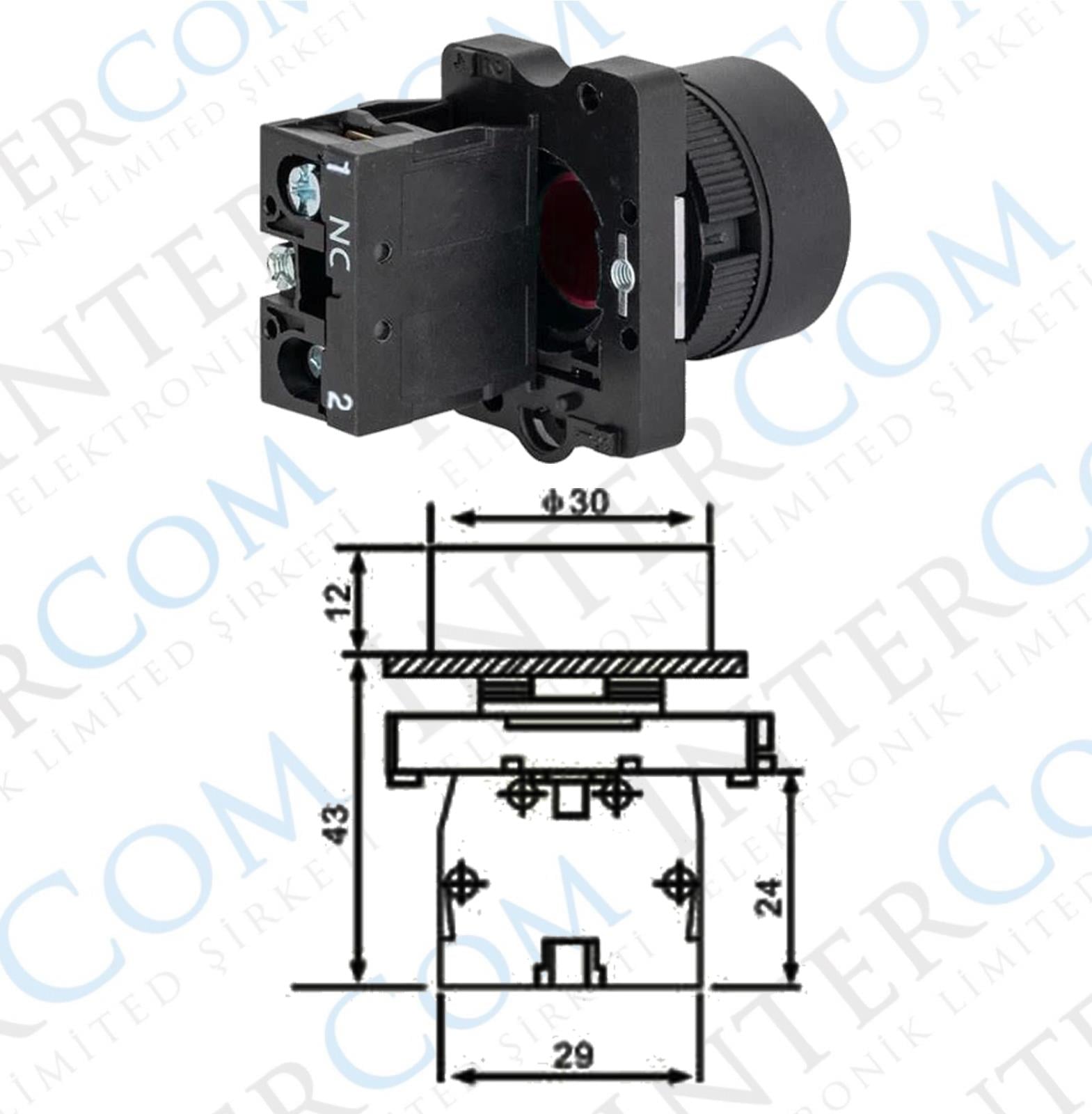 LAY5-EA42 22mm Buton Normalde Kapalı Kontak