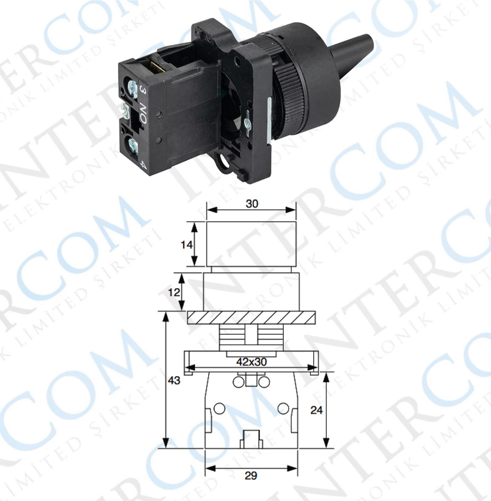 LAY5-ED21 22mm Kısa Mandal 0-1 Kalıcı (1NO)