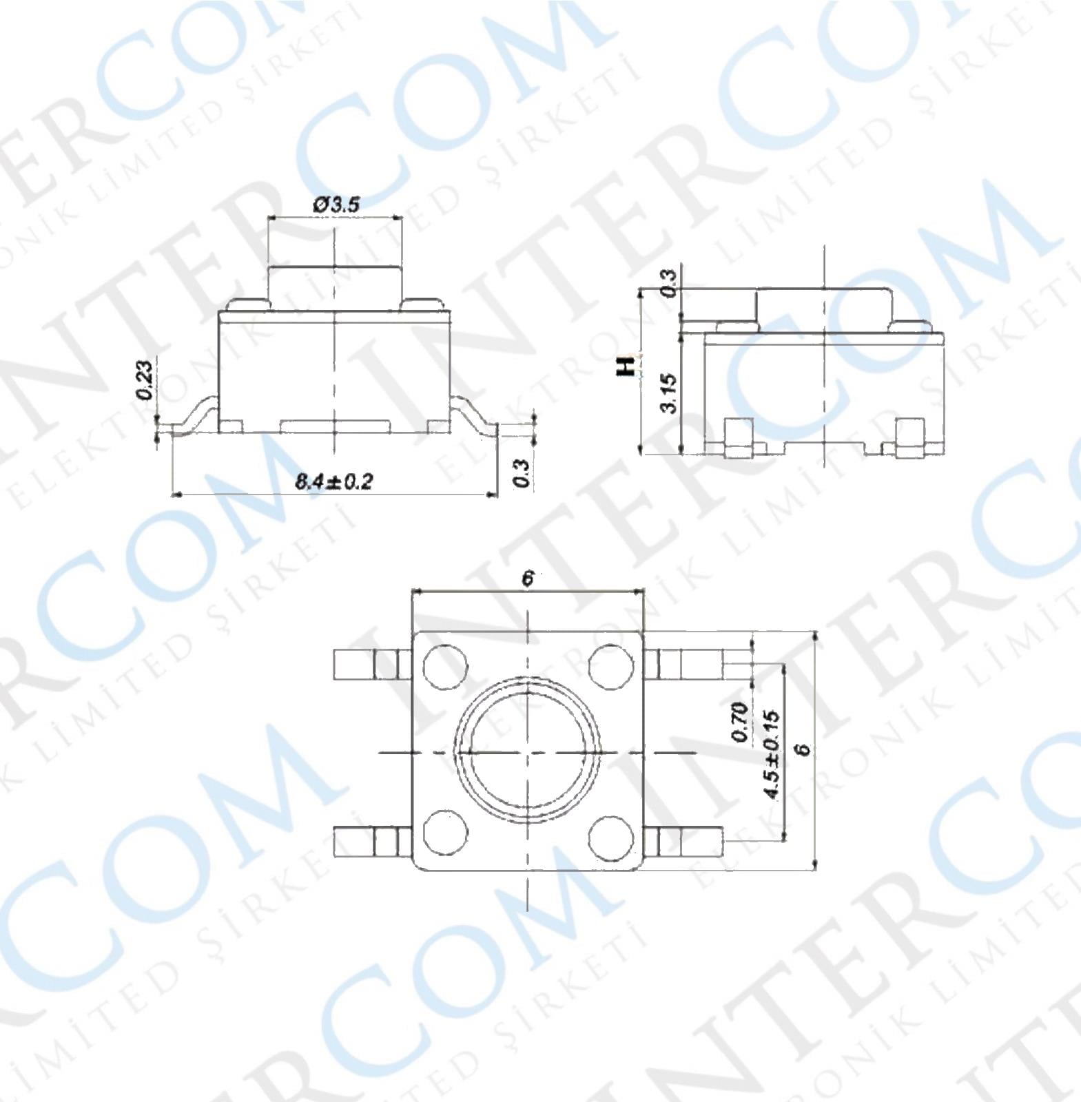 IC-200 Tact Switch 6x6 3,5mm SMD