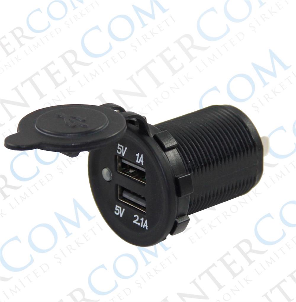 VOLTMETRE + ÇAKMAK GİRİŞİ + 2Lİ USB + 3LÜ KULAK  PANO TİP 28MM
