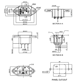 IC-212-S C14 Power Soket Erkek Kulaklı - UL Sertifikalı