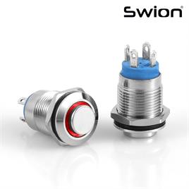 D12A-R | 12MM METAL KALICILI BUTON 12-24V KIRMIZI LED