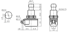 IC-148J Pedal Switch Yaylı Ø12mm  PBS-24B-4SW