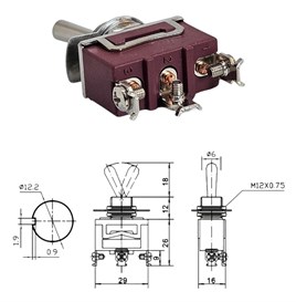 IC-155S SWION Toggle Switch 3P MOM-OFF-MOM Ø12mm XT-13BF