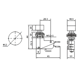 IC-176E Micro Switch Kırmızı Butonlu Ø12mm