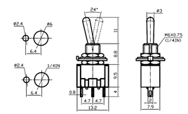 IC-141 Toggle Switch Yaylı OFF-MOM (Kaliteli) Ø6mm MTS-112
