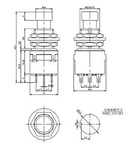 IC-148J-9 Pedal Switch Kalıcılı 9P Ø12mm PBS-24-302