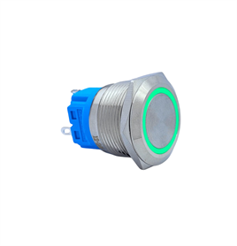 E73 22MM METAL BUTON KALICILI 12-24V YEŞİL LED 1NO/1NC