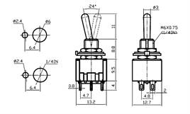 IC-146 Toggle Switch Yaylı OFF-MOM Ø6mm MTS-212