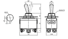 IC-159 Toggle Switch 6P ON-OFF-MOM Ø12mm KN3C-213