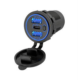 IC-266C-8 PANO TİP 2'Lİ USB3.0 + TYPE-C SOKET 12-24V MAVİ