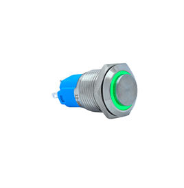 E20 16MM METAL BUTON KALICILI 12-24V YEŞİL LED 1NO/1NC