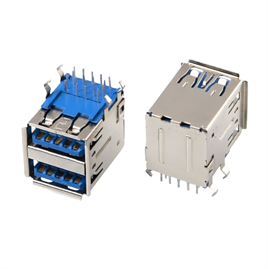 IC-265E USB İkili 3.0 Şase A Tip Dişi 90° Mavi