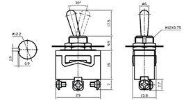 IC-153 Toggle Switch 3P ON-OFF-ON Ø12mm KNC3-103