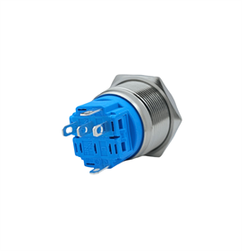 E71 22MM METAL BUTON YAYLI 12-24V MAVİ LED 1NO/1NC