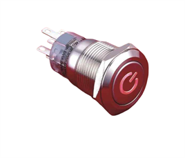 19mm Metal ''POWER'' LED'li Yaylı Buton 