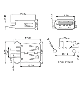 IC-265A USB Şase A Tip 180° Dişi