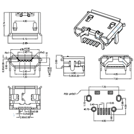 IC-266A-1 Mikro USB 4 Şaseli Mini 5 Pin