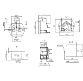 IC-213A C14 Power Soket Erkek Fuseli Kulaksız AS-06