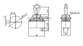 IC-149 Toggle Switch 2P ON-OFF Ø12mm KN3-1