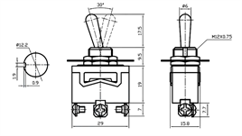IC-154 Toggle Switch 3P ON-OFF-MOM Ø12mm KN3C-113