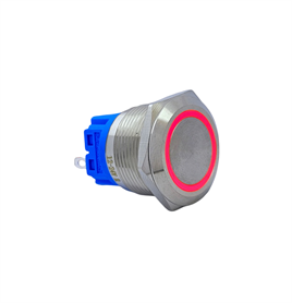 E72 22MM METAL BUTON KALICILI 12-24V KIRMIZI LED 1NO/1NC