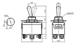IC-157 Toggle Switch 6P ON-OFF Ø12mm KN3C-202