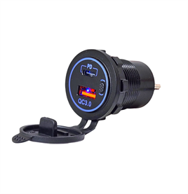 IC-266C-6 PANO TİP İKİLİ USB3.0 + TYPE-C SOKET 12-24V BUTONLU MAVİ LED
