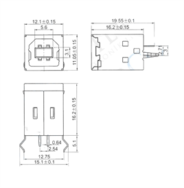 IC-263 USB Şase B Tip 180°Dişi