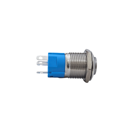 E21 16MM METAL BUTON KALICILI 12-24V MAVİ LED 1NO/1NC