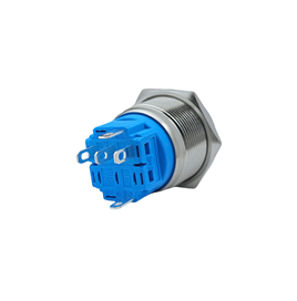 E74 22MM METAL BUTON KALICILI 12-24V MAVİ LED 1NO/1NC