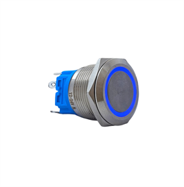 E71 22MM METAL BUTON YAYLI 12-24V MAVİ LED 1NO/1NC