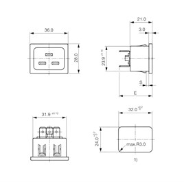 IC-215A1-2 C20 Power Soket Erkek Kulaksız