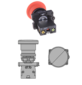 LAY5-ES542 22mm Acil-Stop Bas-Çevir 40mm