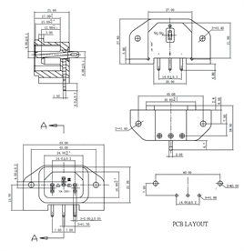 IC-212C C14 Power Soket Erkek Kulaklı 90° PCB