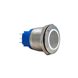 E87 22MM METAL BUTON YAYLI 12-24V BEYAZ LED 1NO/1NC