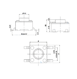IC-200 Tact Switch 6x6 3,5mm SMD