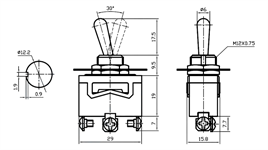 IC-152 Toggle Switch 3P ON-OFF Ø12mm KN3C-102