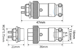 IC-261M 16mm Mayk Fiş Şase Erkek - Seyyar Dişi
