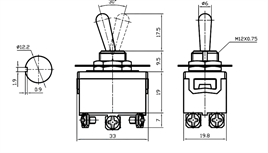 IC-158 Toggle Switch 6P ON-OFF-ON Ø12mm KN3C-203