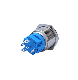 E2 19MM METAL BUTON KALICILI 12-24V MAVİ LED 1NO/1NC