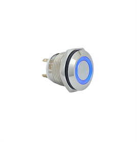E36 16MM METAL BUTON YAYLI 12-24V MAVİ LED 1NO