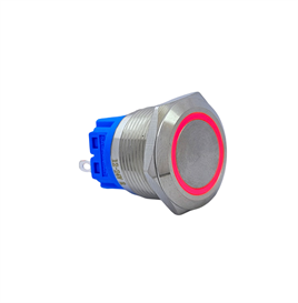 E69 22MM METAL BUTON YAYLI 12-24V KIRMIZI LED 1NO/1NC