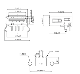IC-265 USB Şase A Tip 90° Dişi